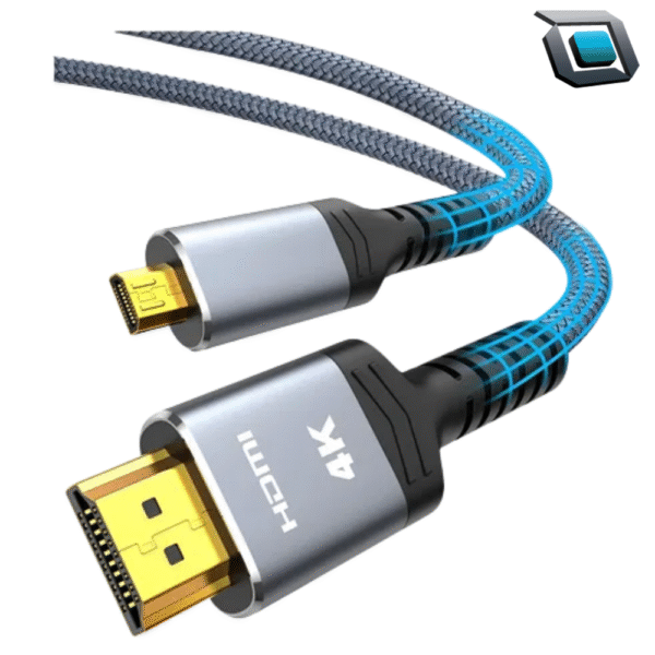 Cable Highwings micro HDMI a HDMI de 3 m, compatible con resolución 4K a 60 Hz, ideal para conectar cámaras, drones o tablets a monitores y TVs.